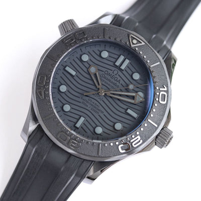 Seamaster Diver 300M Black Ceramic Black Dial On Black Rubber Strap
