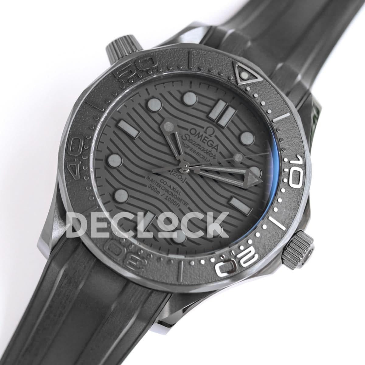Replica Declock Seamaster Diver 300M Black Ceramic Black Dial On Black Rubber Strap |  Declock.