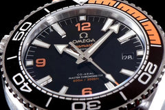 Replica Omega Seamaster Planet Ocean 600M 43.5mm Black Dial in Steel on Leather Strap