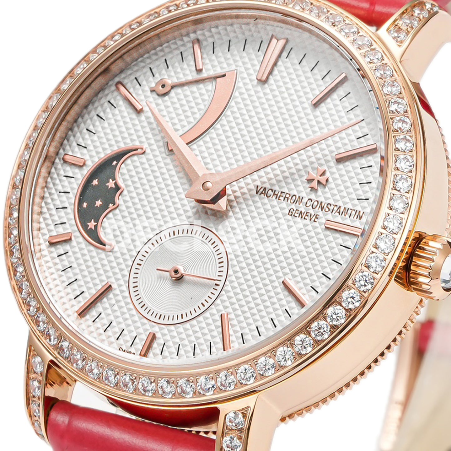 Vacheron Constantin Traditionelle MoonPhase White Dial with Diamond Bezel