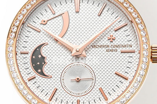 Vacheron Constantin Traditionelle MoonPhase White Dial with Diamond Bezel Replica Watch