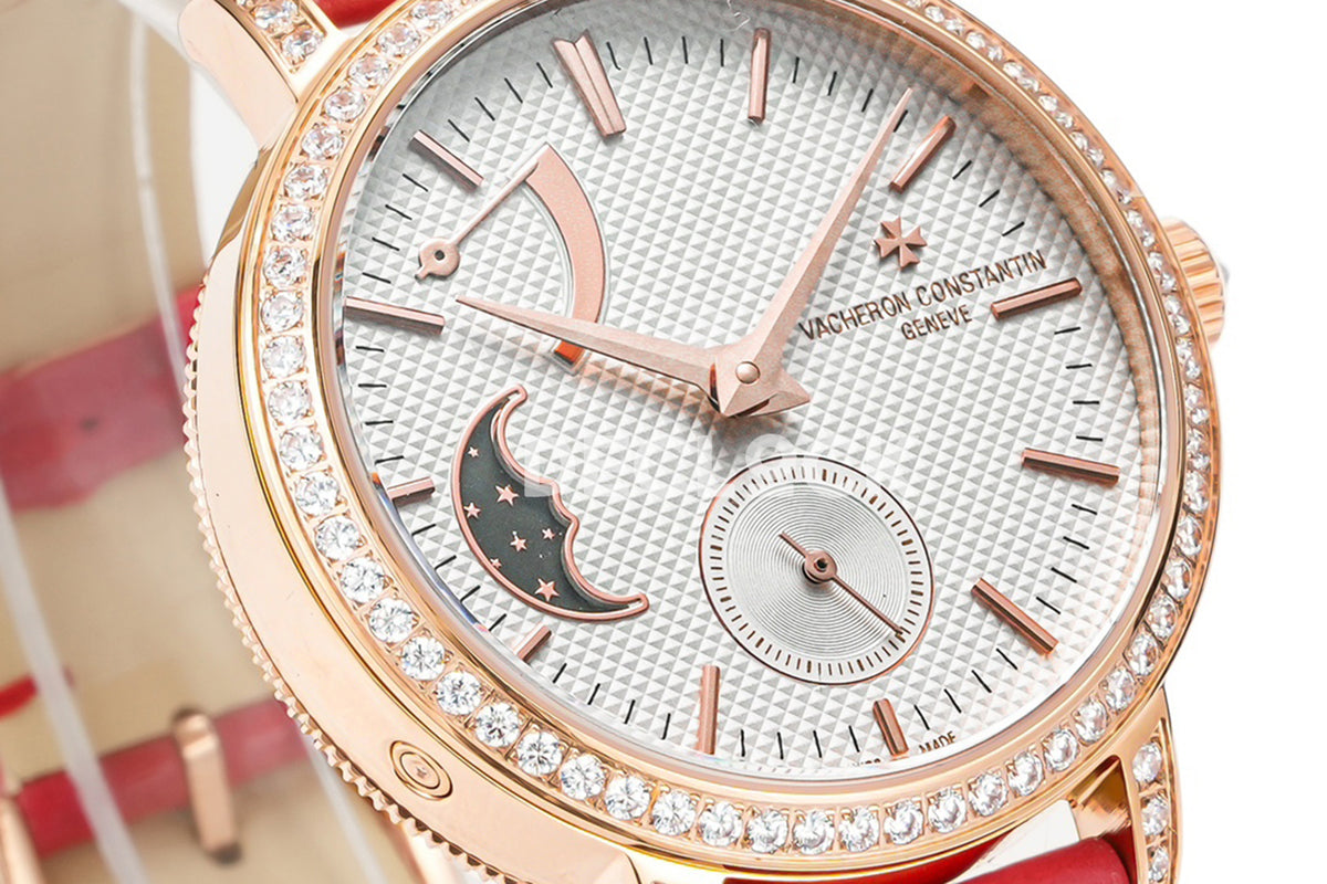 Vacheron Constantin Traditionelle MoonPhase White Dial with Diamond Bezel