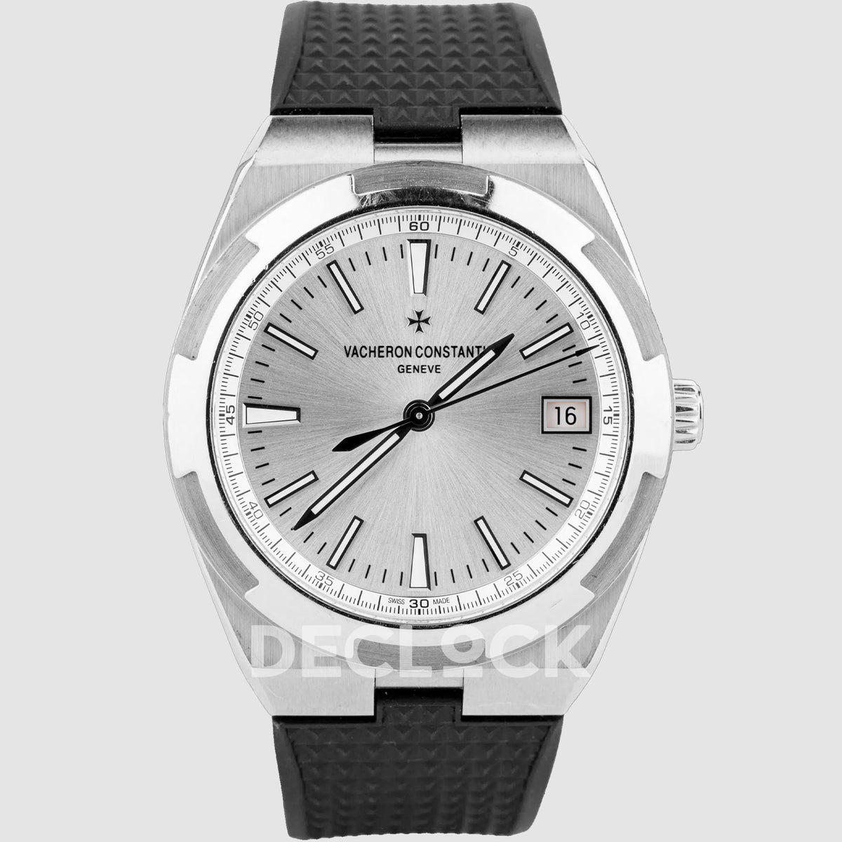 Vacheron Constantin Overseas SS in Silver in Black Rubber Replica Watch