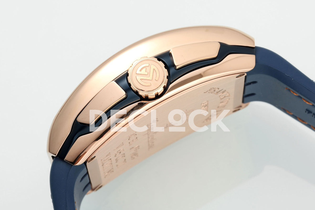 Vanguard V45 Chronograph Blue/White Dial with White Marker in Rose Gold on Leather Strap