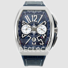 Vanguard V45 Chronograph Blue/White Dial with White Marker in Steel on Leather Strap