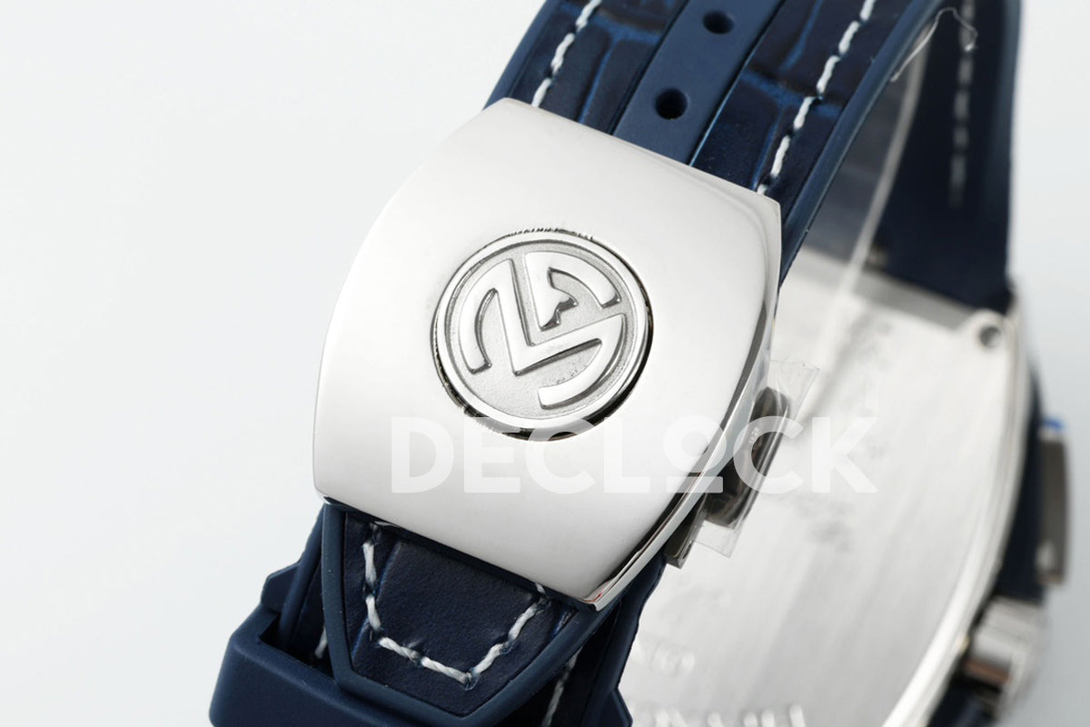 Vanguard V45 Chronograph Blue/White Dial with White Marker in Steel on Leather Strap