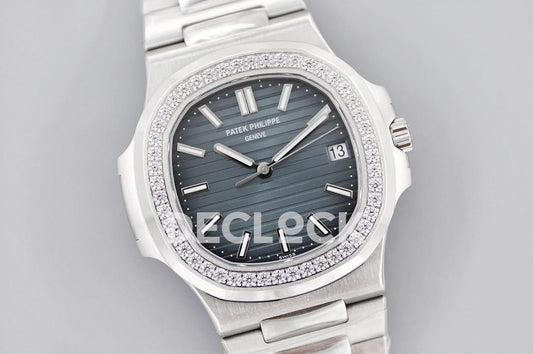 Replica Pattek Philippe Nautilus 5713 Blue Dial Diamond Bezel | Declock.