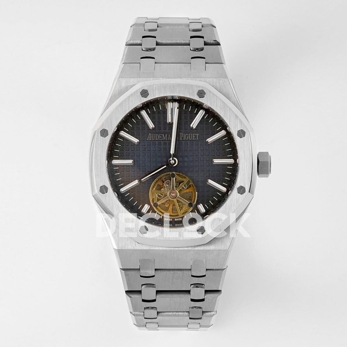Replica Audemars Pigeut Royal Oak Tourbillon Extra-Thin Blue Dial in SS |  Declock.