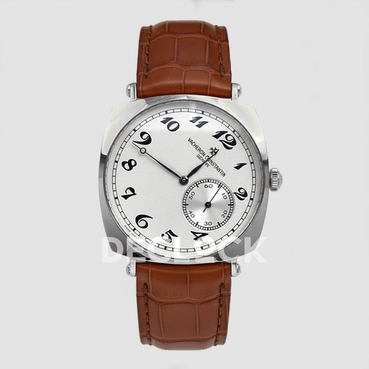 Vacheron Constantin Patrimony Date Rose Gold Black Dial on Brown Leather Strap Replica Watch