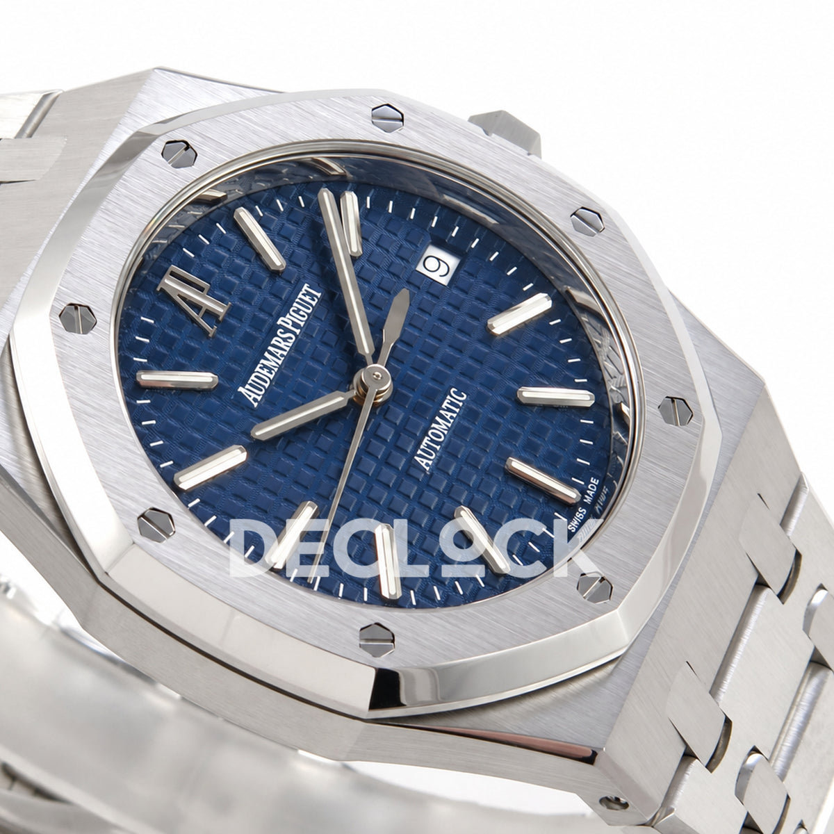 Audemars Piguet Royal Oak 15300 ZF Blue SA3120 — angled dial detail