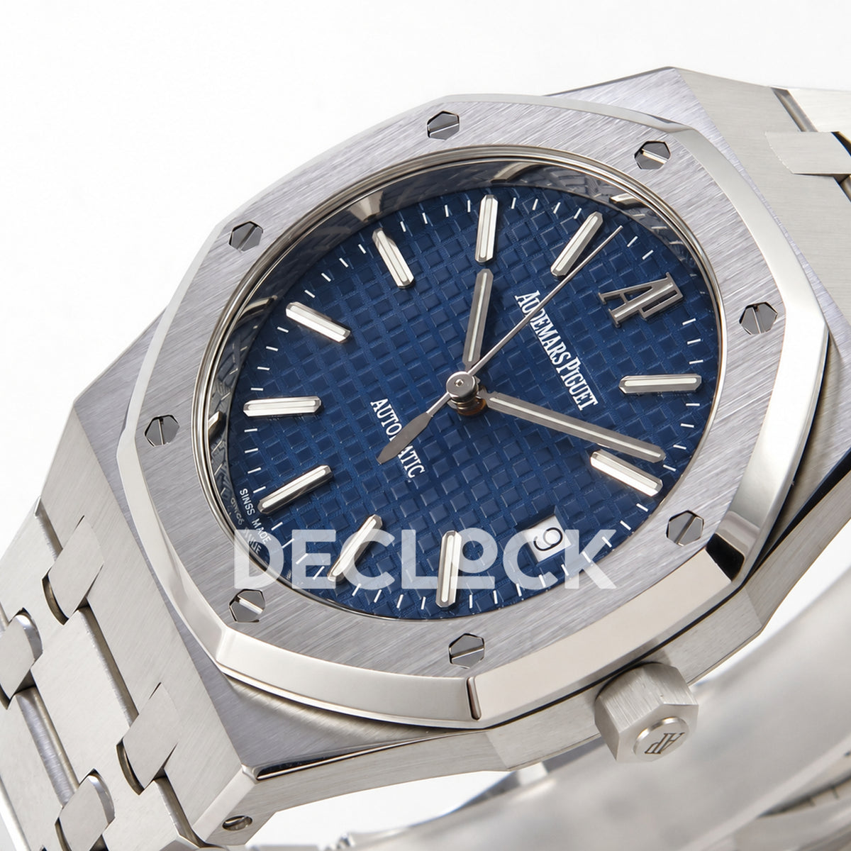 Audemars Piguet Royal Oak 15300 ZF Blue SA3120 — crown side dial view