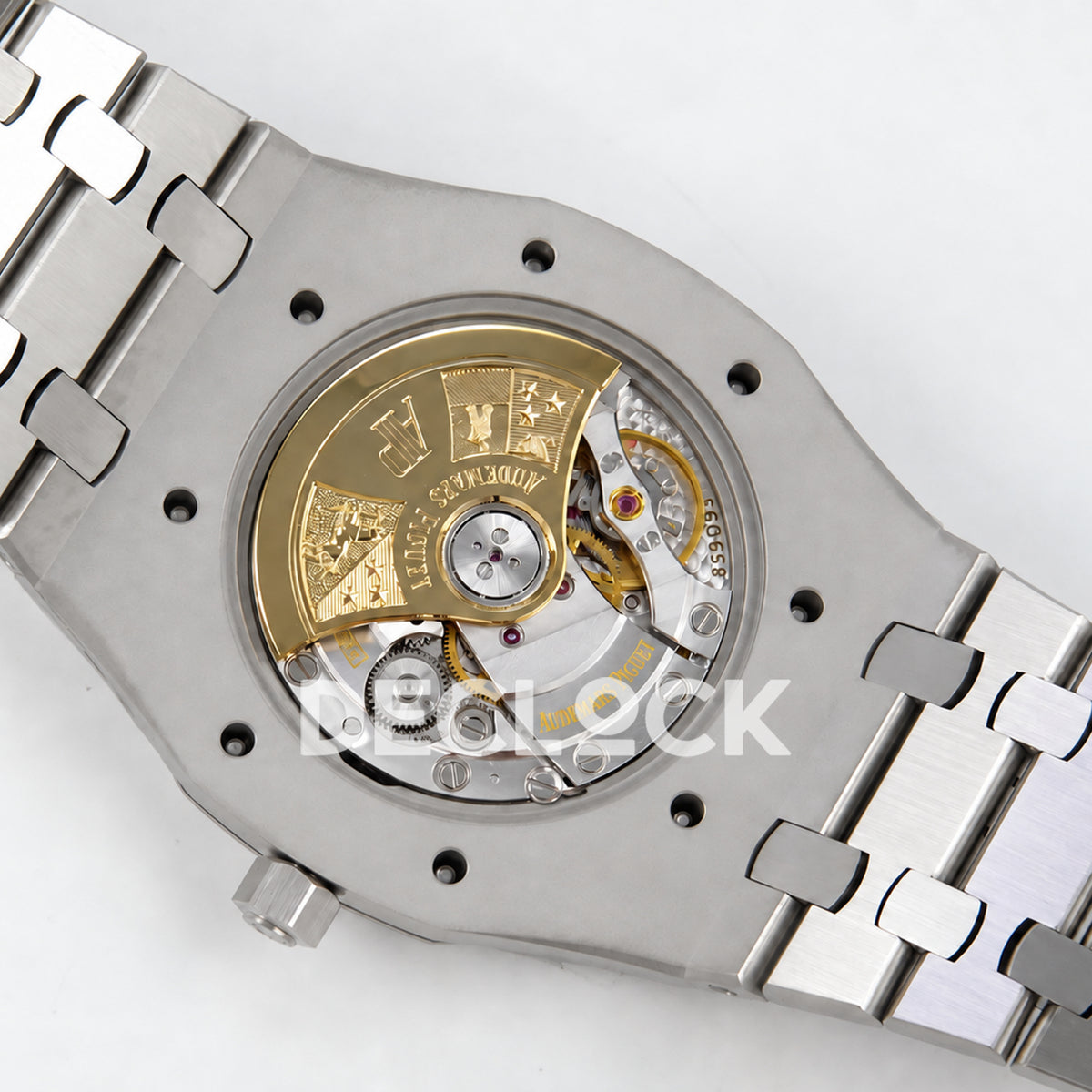 Audemars Piguet Royal Oak 15300 ZF Blue SA3120 — open caseback movement view