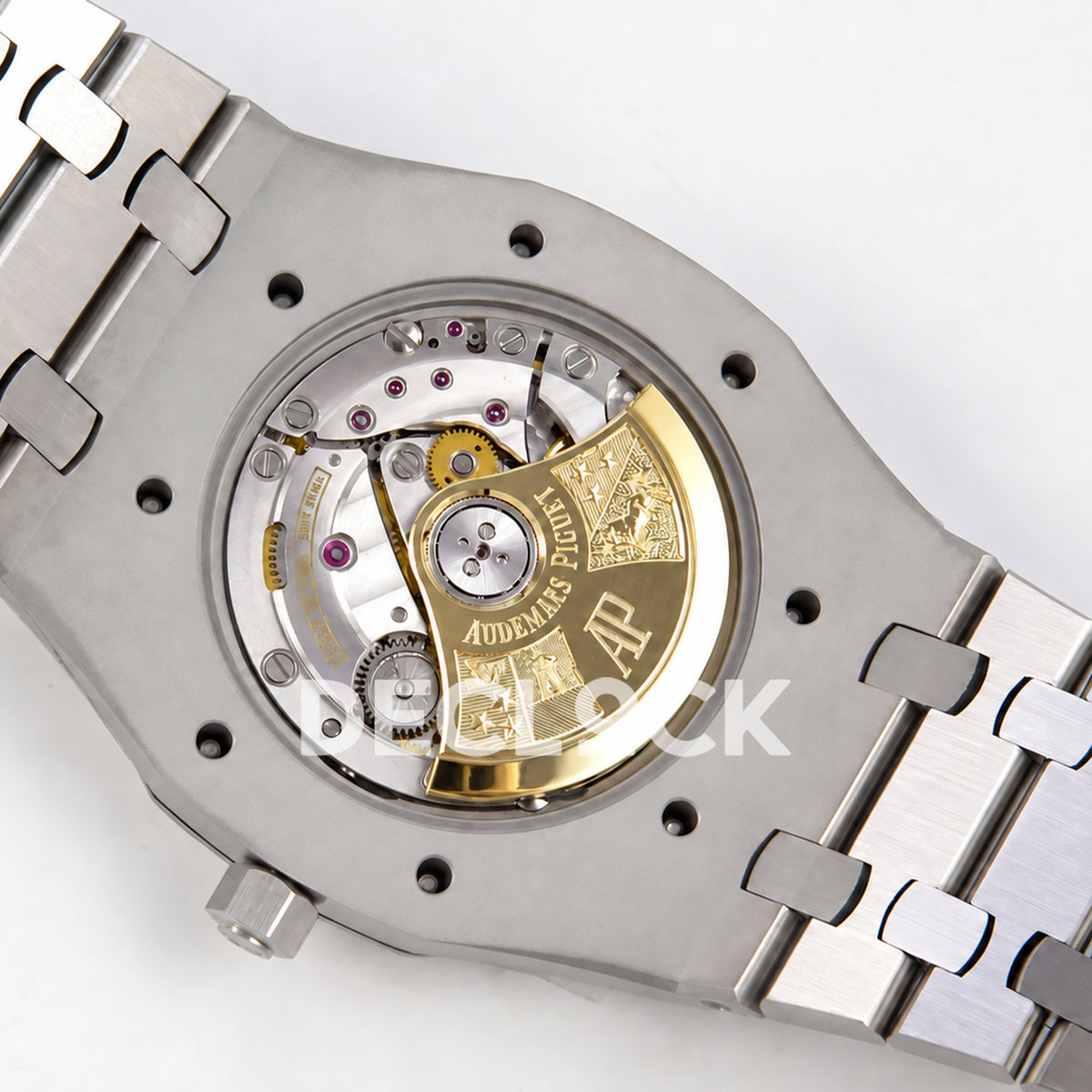 Audemars Piguet Royal Oak 15300 ZF Silver White SA3120 — open caseback rotor view