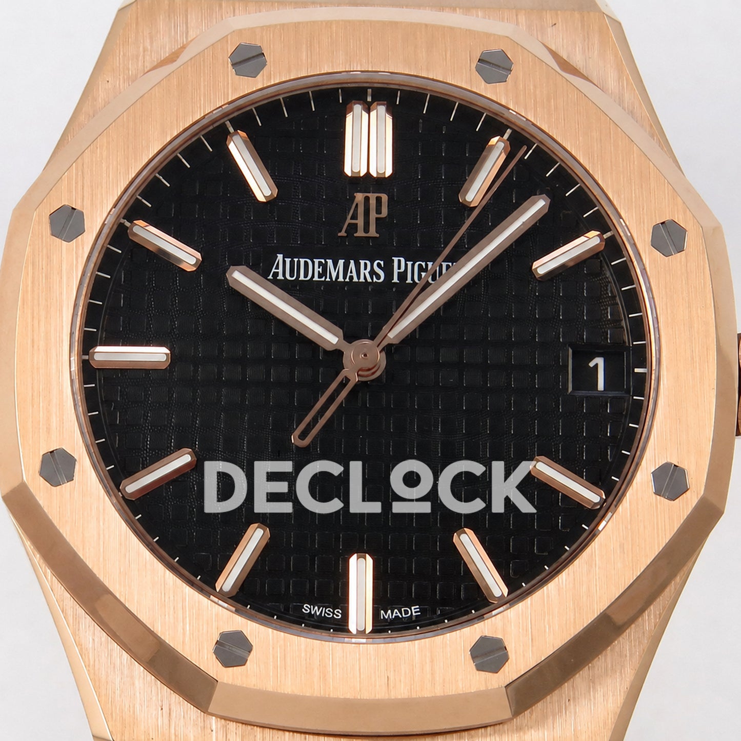 Audemars Piguet Royal Oak 41mm 15500 Rose Gold Black Dial Leather Strap DDF DD4302 Super Clone