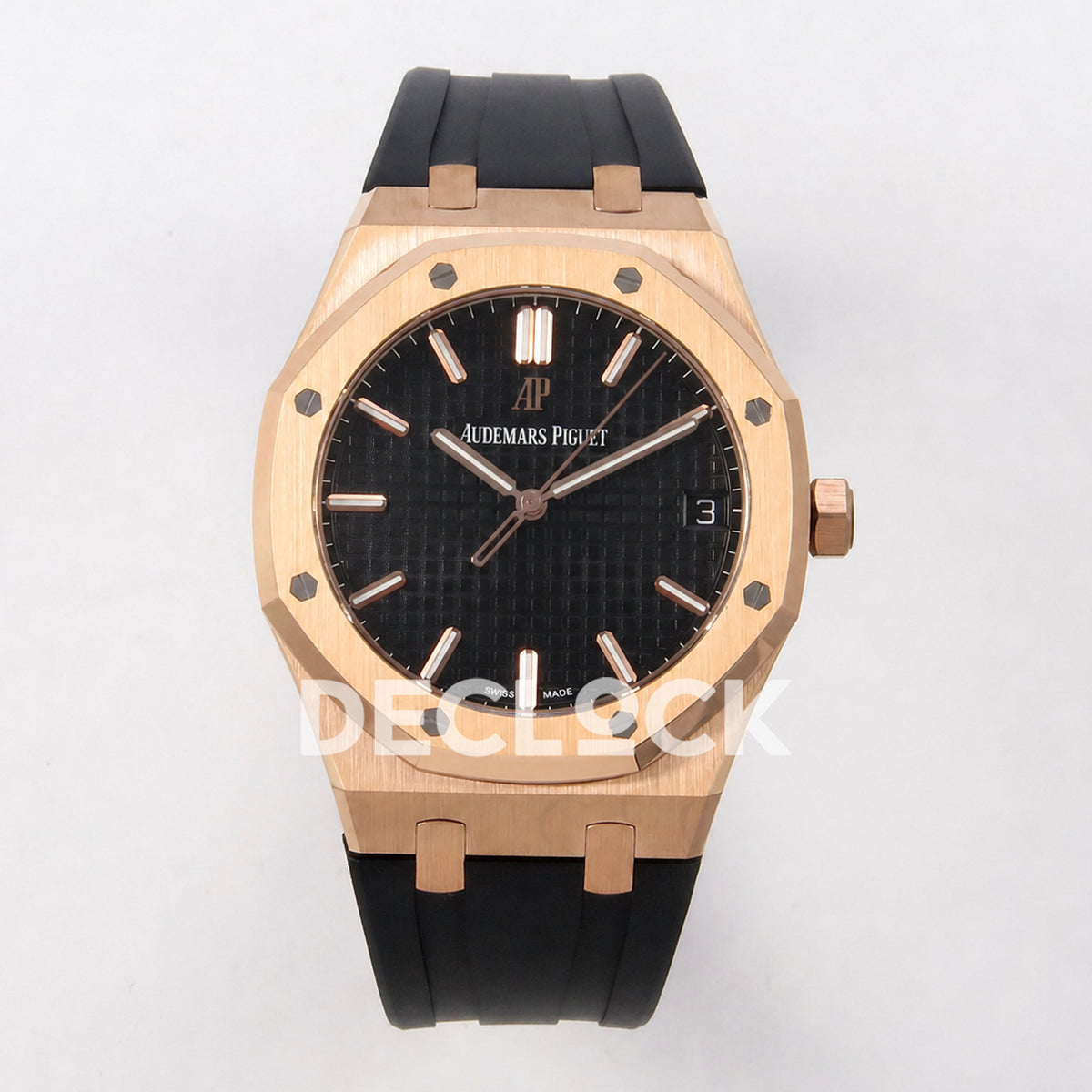 Audemars Piguet Royal Oak 41mm 15500 Rose Gold Black Dial Rubber Strap DDF DD4302 Super Clone