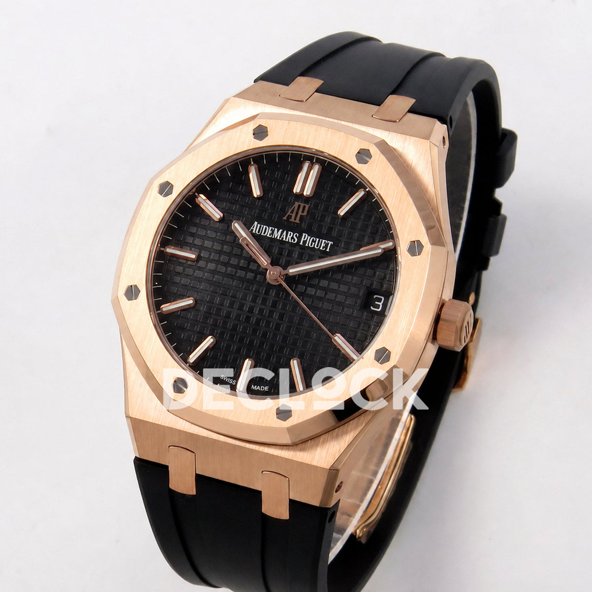 Audemars Piguet Royal Oak 41mm 15500 Rose Gold Black Dial Rubber Strap DDF DD4302 Super Clone