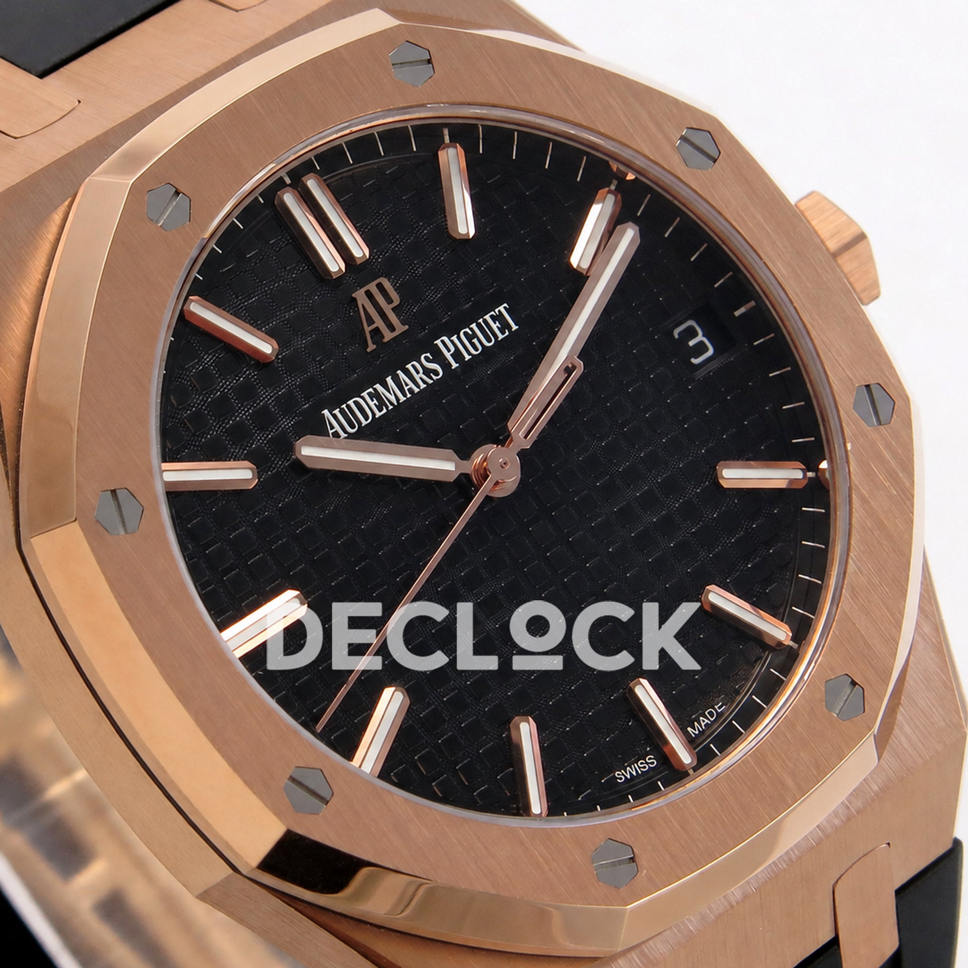 Audemars Piguet Royal Oak 41mm 15500 Rose Gold Black Dial Rubber Strap DDF DD4302 Super Clone