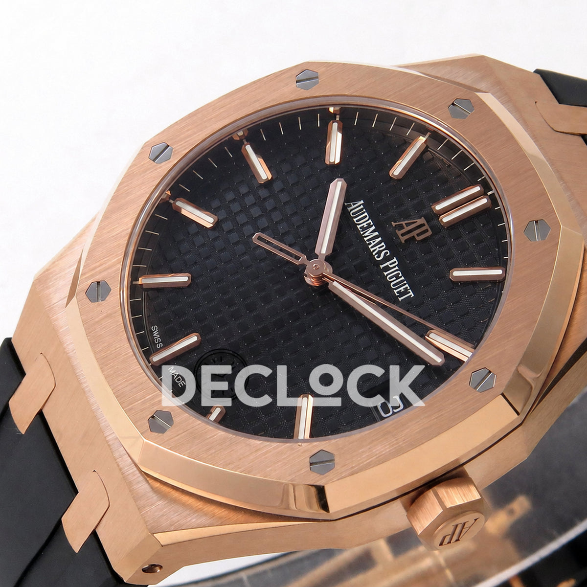 Audemars Piguet Royal Oak 41mm 15500 Rose Gold Black Dial Rubber Strap DDF DD4302 Super Clone