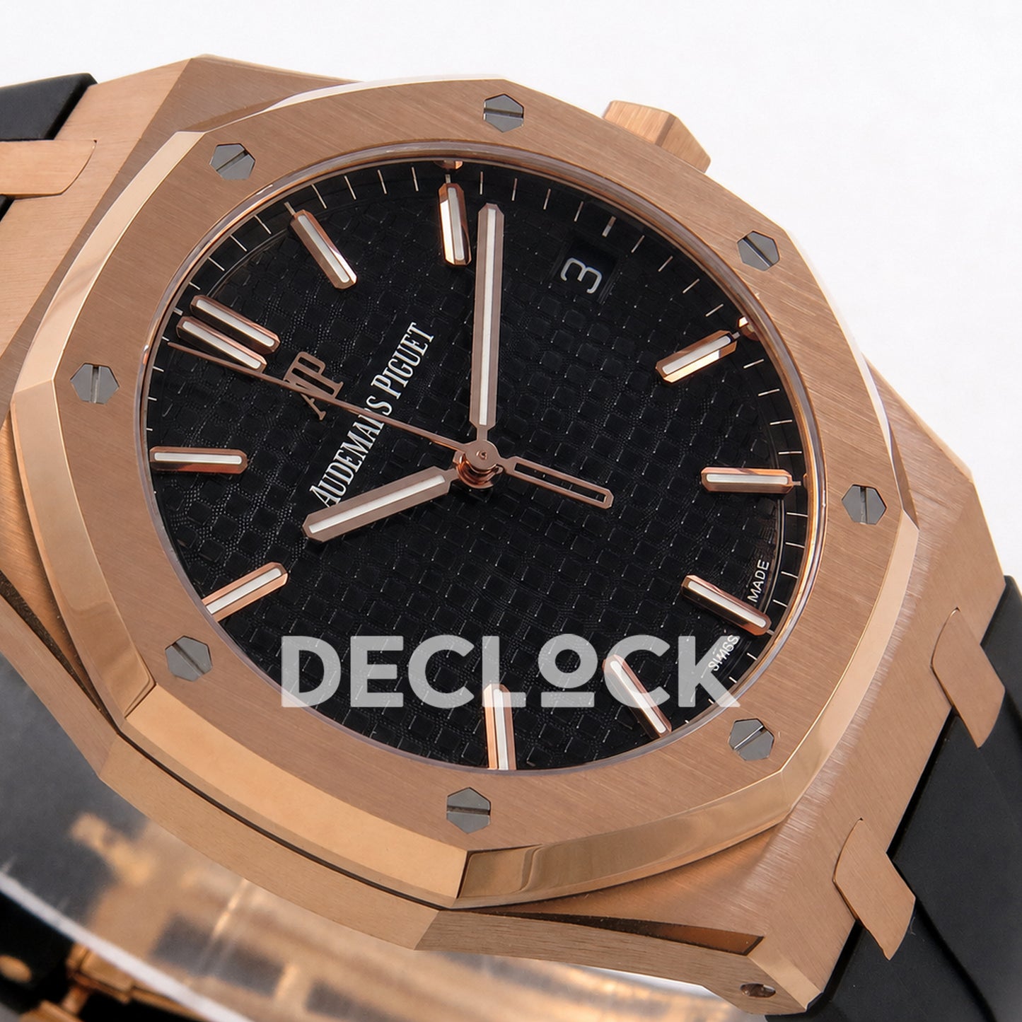 Audemars Piguet Royal Oak 41mm 15500 Rose Gold Black Dial Rubber Strap DDF DD4302 Super Clone