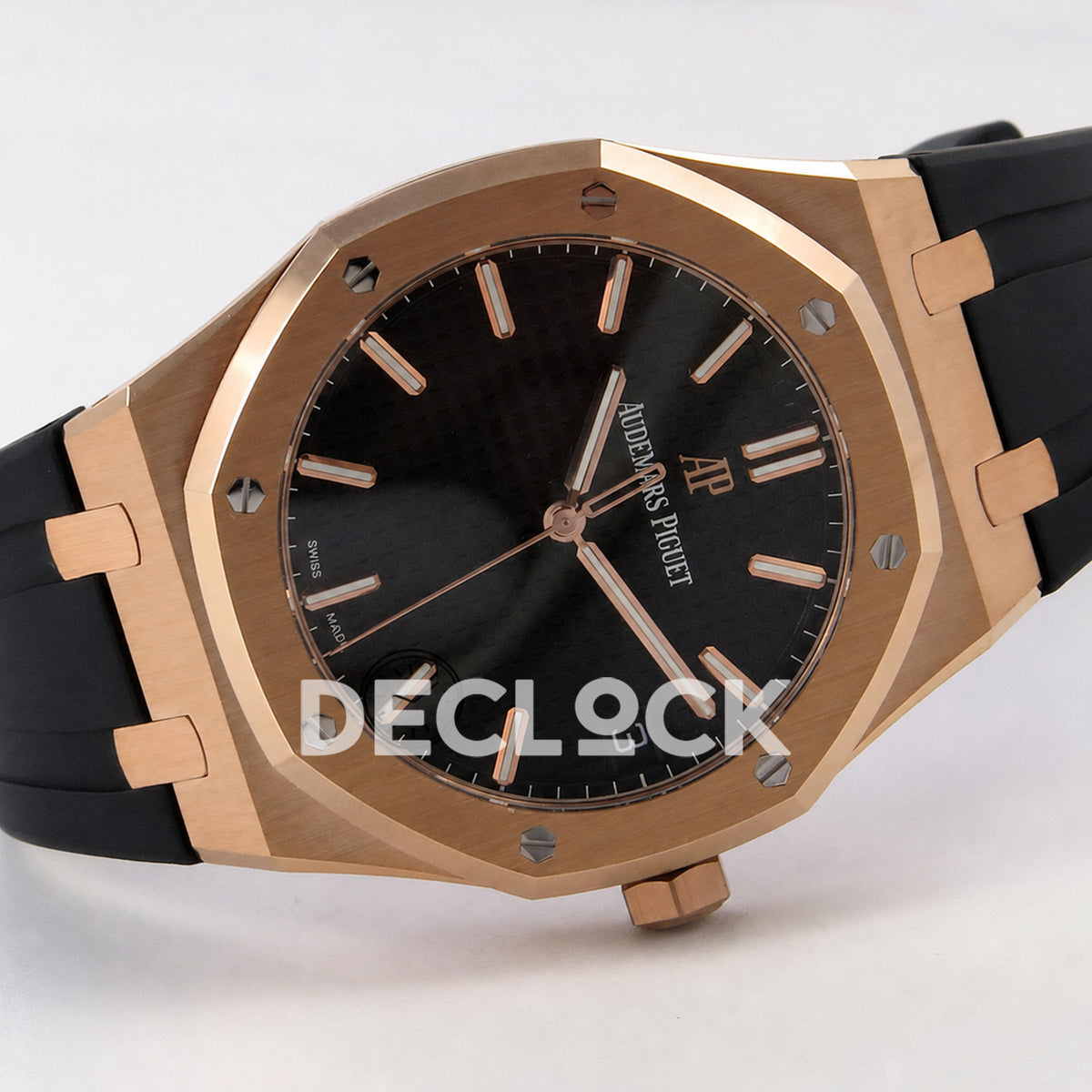 Audemars Piguet Royal Oak 41mm 15500 Rose Gold Black Dial Rubber Strap DDF DD4302 Super Clone