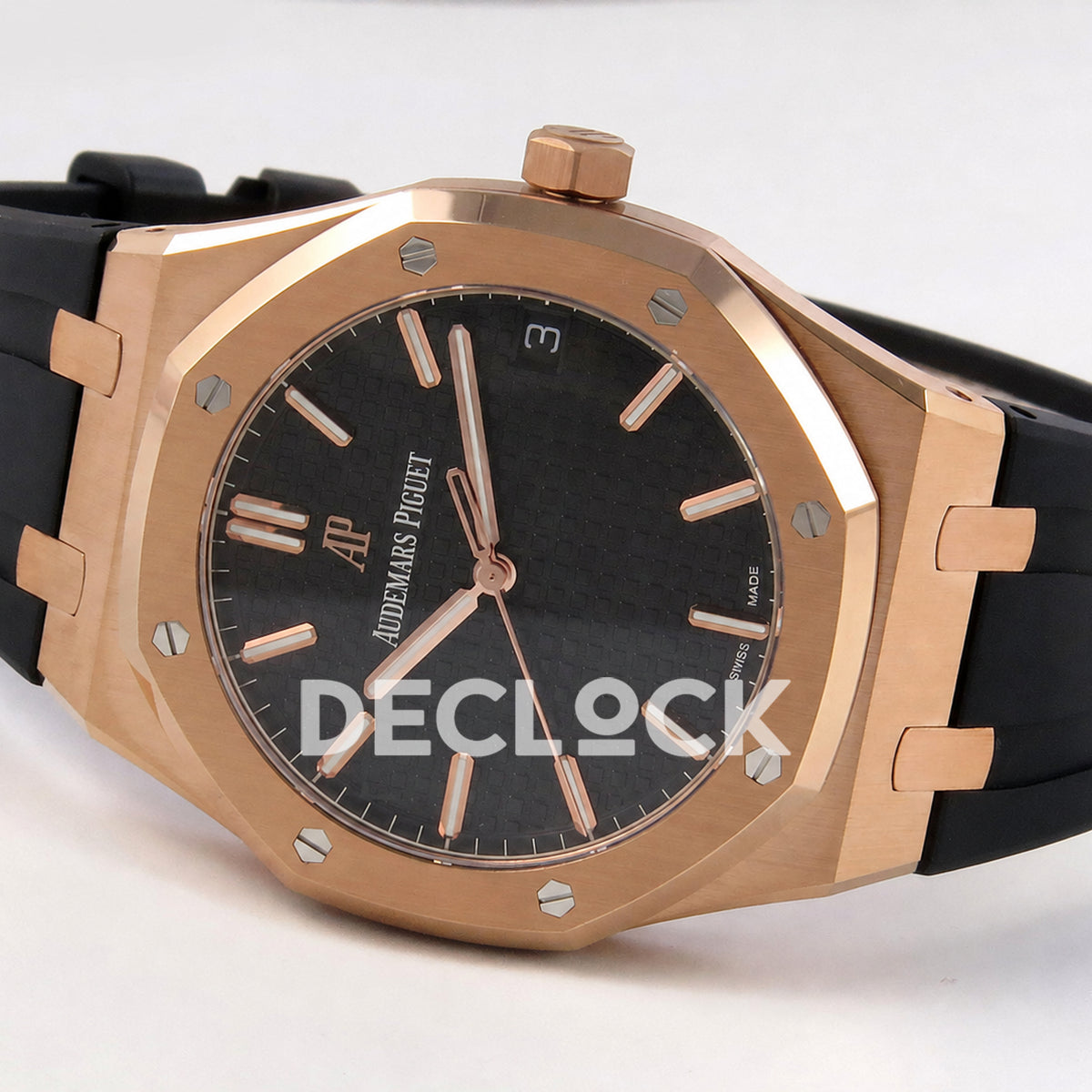 Audemars Piguet Royal Oak 41mm 15500 Rose Gold Black Dial Rubber Strap DDF DD4302 Super Clone