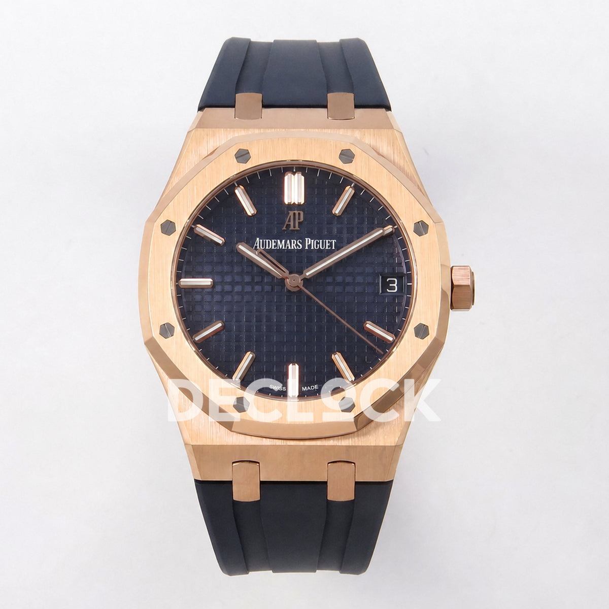 Audemars Piguet Royal Oak 41mm 15500 Rose Gold Blue Dial Rubber Strap DDF DD4302 Super Clone