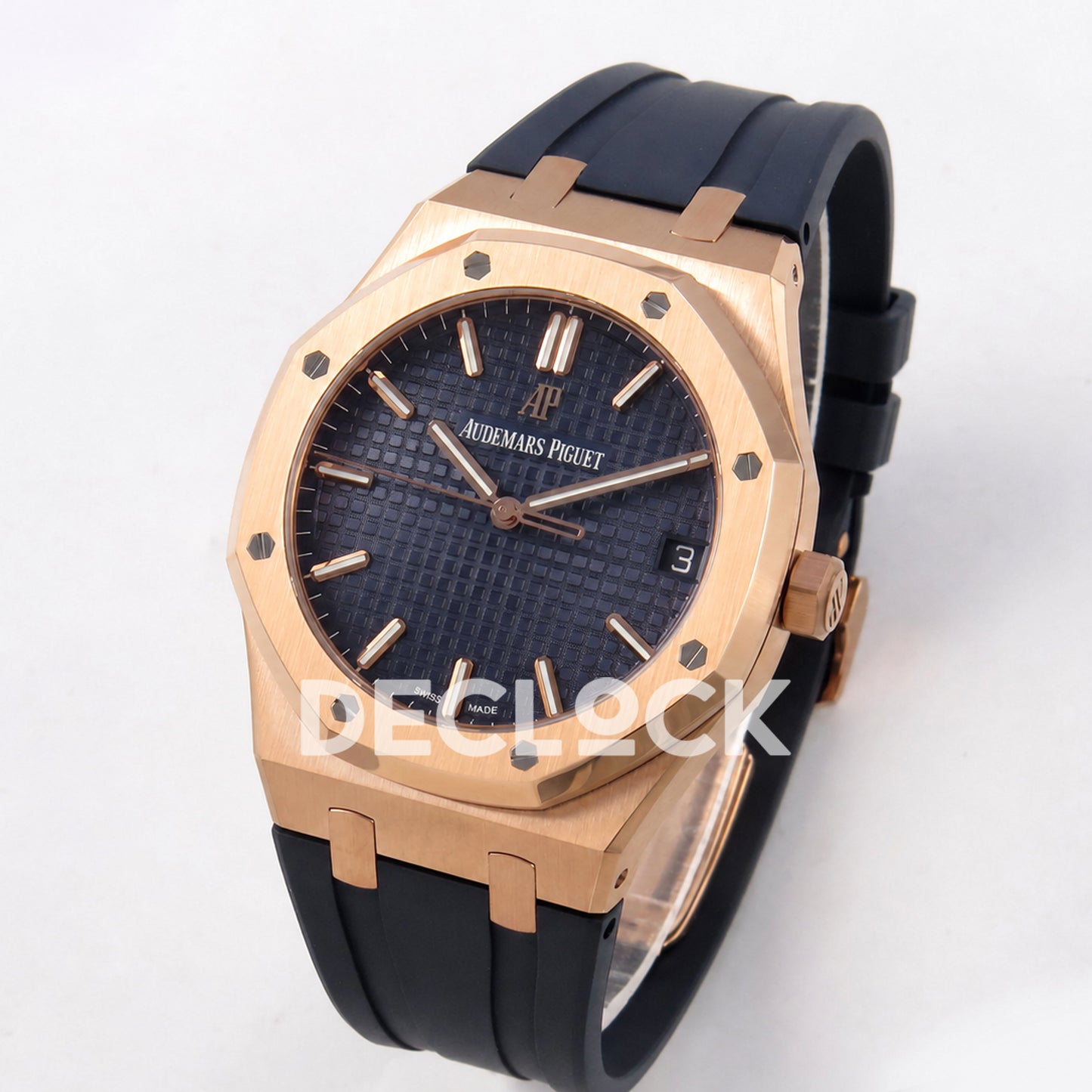 Audemars Piguet Royal Oak 41mm 15500 Rose Gold Blue Dial Rubber Strap DDF DD4302 Super Clone