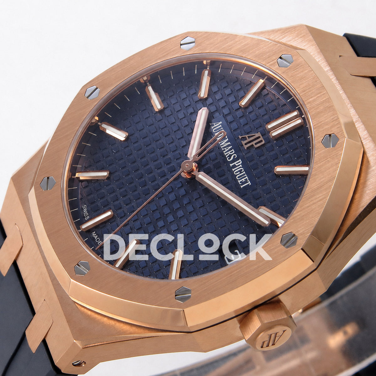 Audemars Piguet Royal Oak 41mm 15500 Rose Gold Blue Dial Rubber Strap DDF DD4302 Super Clone