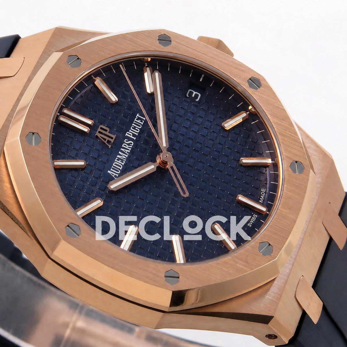 Audemars Piguet Royal Oak 41mm 15500 Rose Gold Blue Dial Rubber Strap DDF DD4302 Super Clone