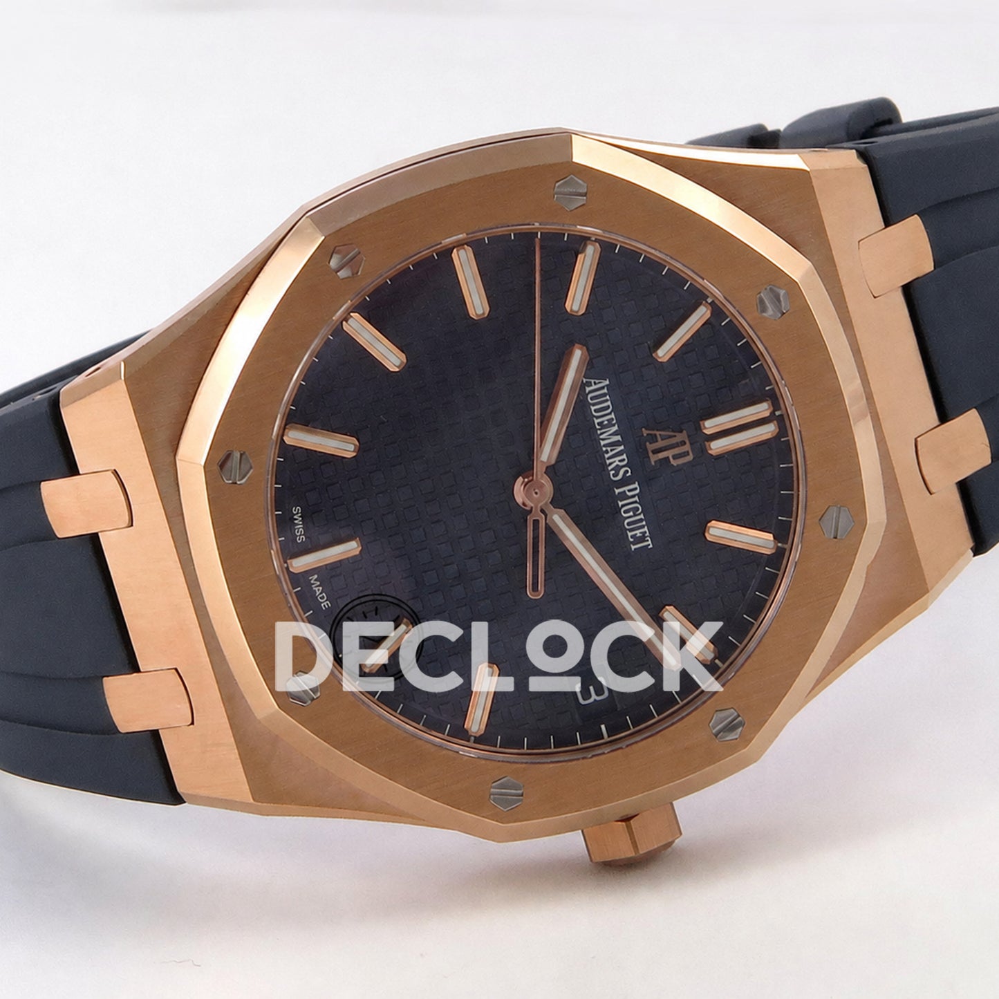 Audemars Piguet Royal Oak 41mm 15500 Rose Gold Blue Dial Rubber Strap DDF DD4302 Super Clone