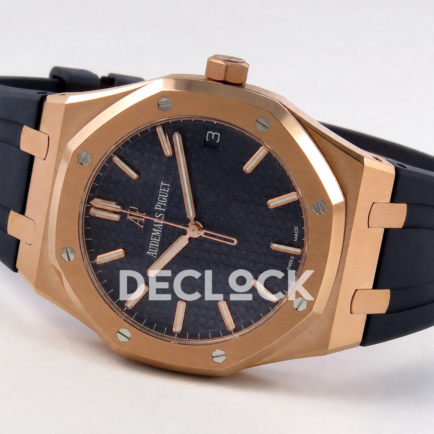 Audemars Piguet Royal Oak 41mm 15500 Rose Gold Blue Dial Rubber Strap DDF DD4302 Super Clone