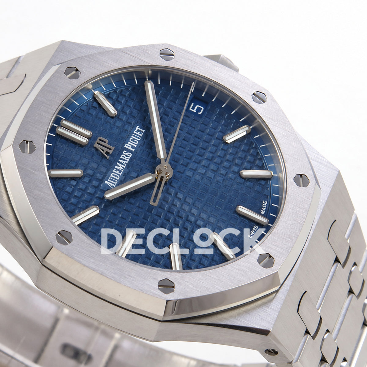 Audemars Piguet Royal Oak 15500ST.OO.1220ST.01 JF blue dial steel bracelet DD4302 — dial right angle
