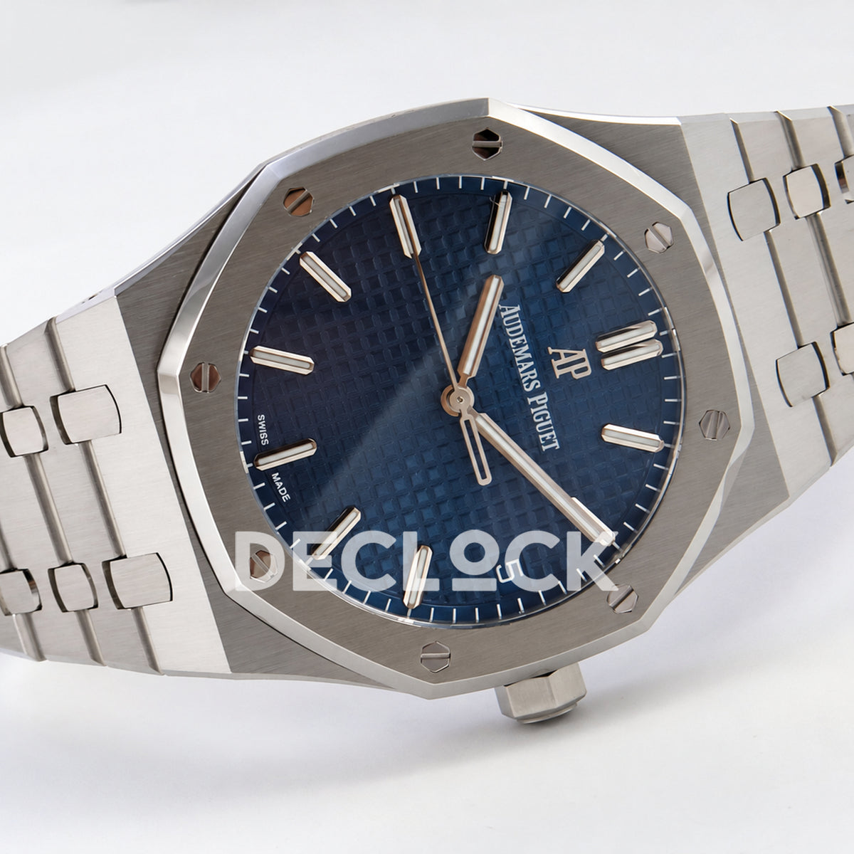 Audemars Piguet Royal Oak 15500ST.OO.1220ST.01 JF blue dial steel bracelet DD4302 — horizontal front