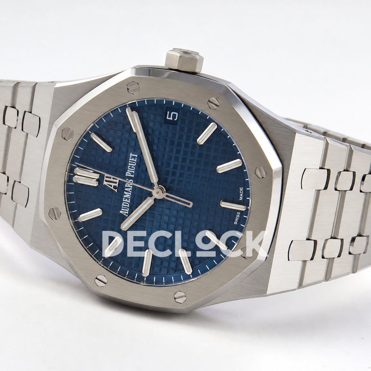 Audemars Piguet Royal Oak 15500ST.OO.1220ST.01 JF blue dial steel bracelet DD4302 — horizontal reverse