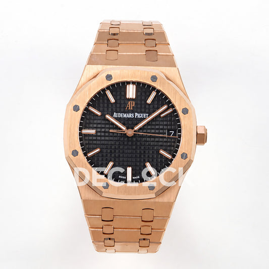 Audemars Piguet Royal Oak 15500OR.OO.1220OR.01 JF black dial rose gold bracelet DD4302 — front