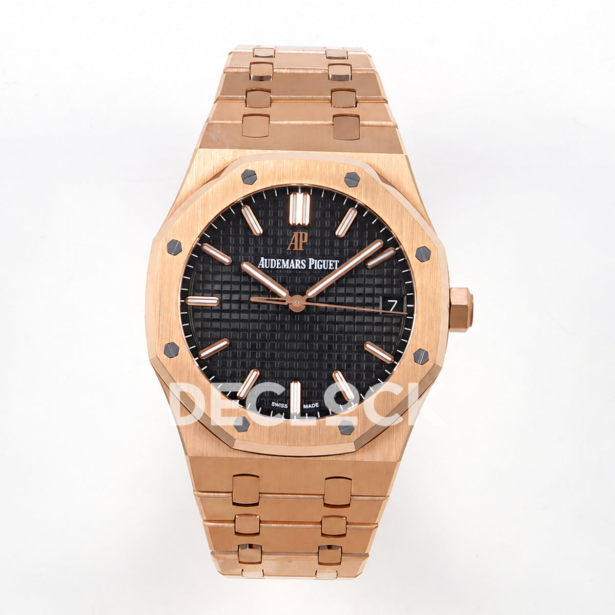 Audemars Piguet Royal Oak 15500OR.OO.1220OR.01 JF black dial rose gold bracelet DD4302 — front
