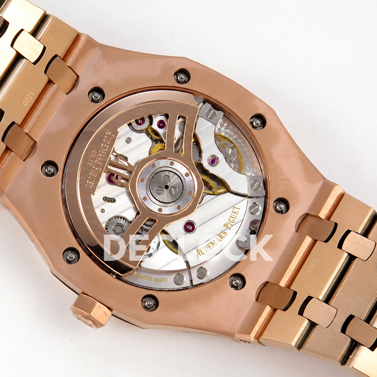 Audemars Piguet Royal Oak 15500OR.OO.1220OR.01 JF black dial rose gold bracelet DD4302 — movement open