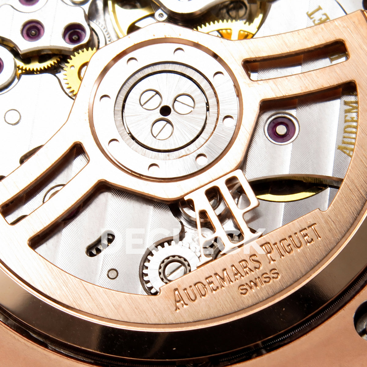 Audemars Piguet Royal Oak 15500OR.OO.1220OR.01 JF black dial rose gold bracelet DD4302 — rotor close up