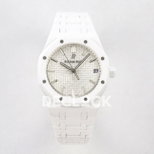 Audemars Piguet Royal Oak 41mm 15500 White Ceramic ZF SA4302 Free Sprung Replica