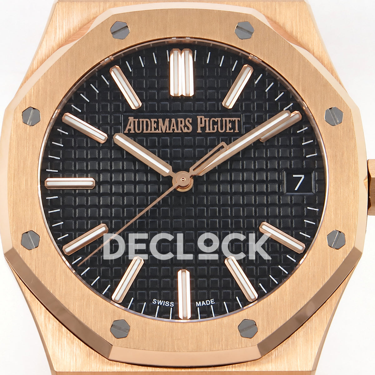 Audemars Piguet Royal Oak 15510OR.OO.1320OR.04 JF black dial rose gold bracelet DD4302 — dial detail