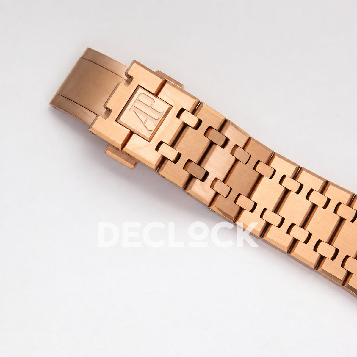 Audemars Piguet Royal Oak 15510OR.OO.1320OR.03 JF blue dial rose gold bracelet DD4302 — clasp closed