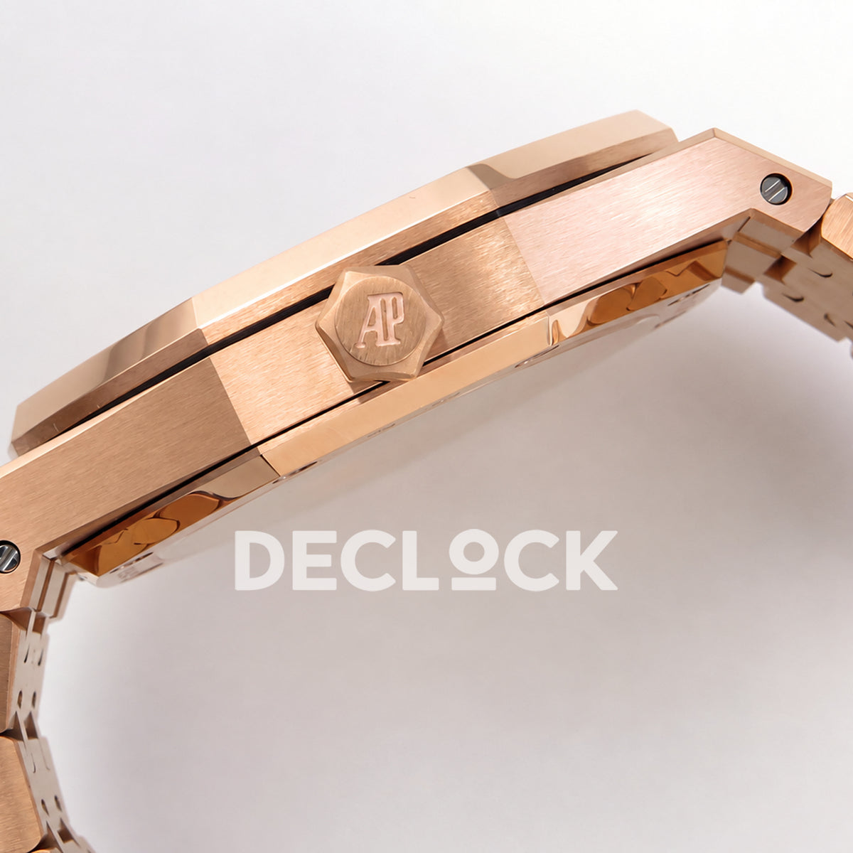 Audemars Piguet Royal Oak 15510OR.OO.1320OR.03 JF blue dial rose gold bracelet DD4302 — crown profile