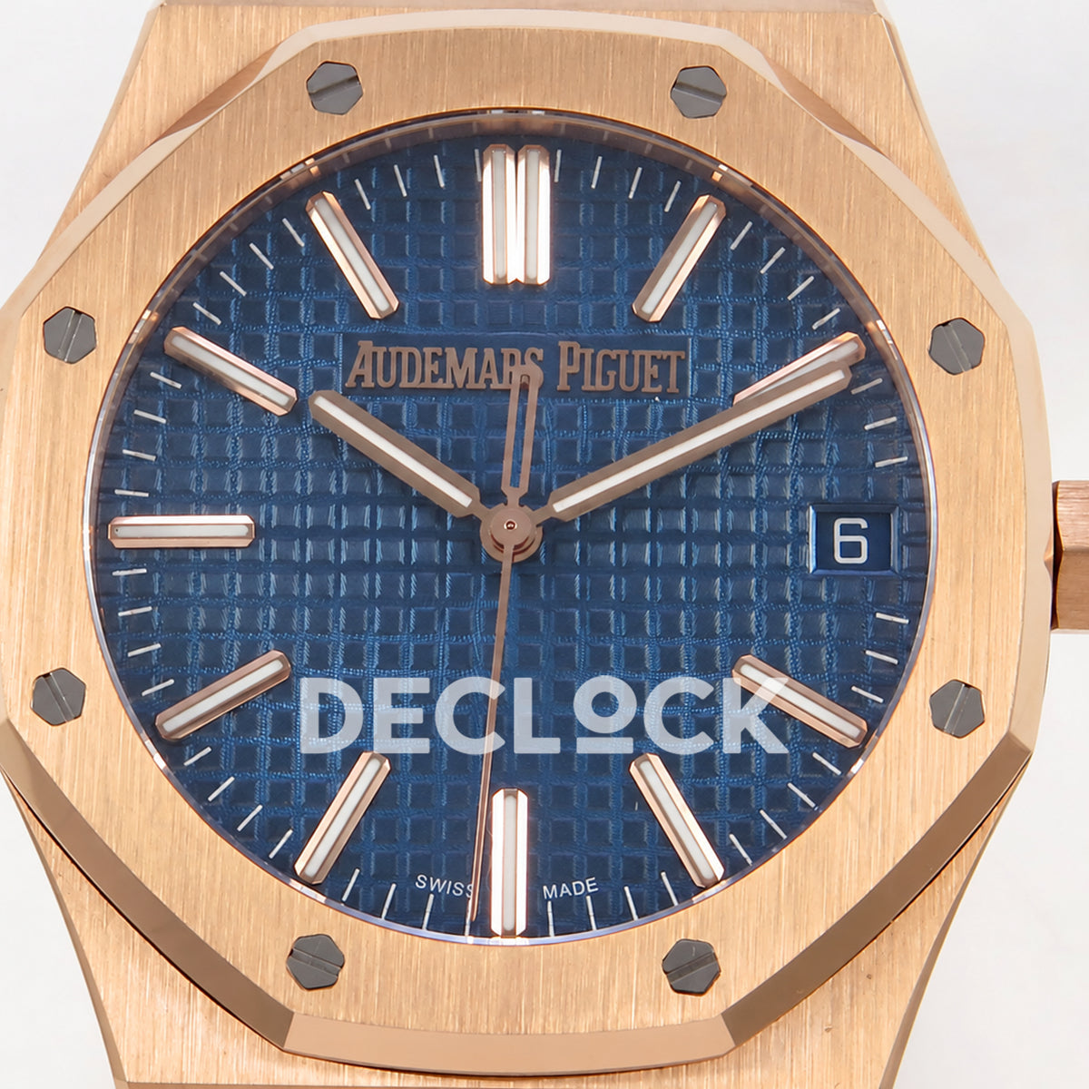 Audemars Piguet Royal Oak 15510OR.OO.1320OR.03 JF blue dial rose gold bracelet DD4302 — dial detail
