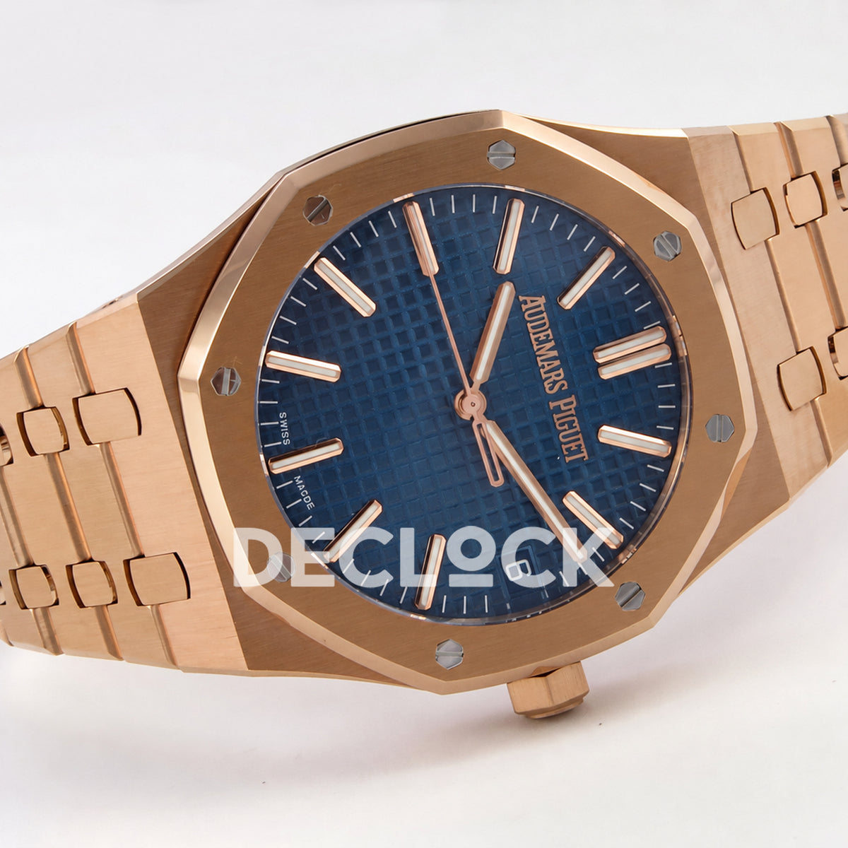Audemars Piguet Royal Oak 15510OR.OO.1320OR.03 JF blue dial rose gold bracelet DD4302 — horizontal front