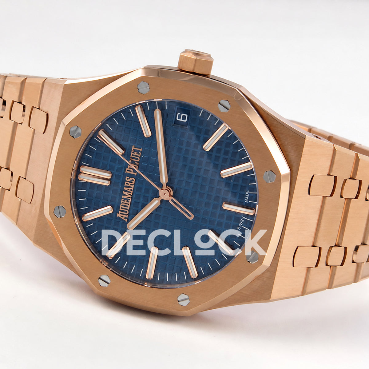 Audemars Piguet Royal Oak 15510OR.OO.1320OR.03 JF blue dial rose gold bracelet DD4302 — horizontal reverse