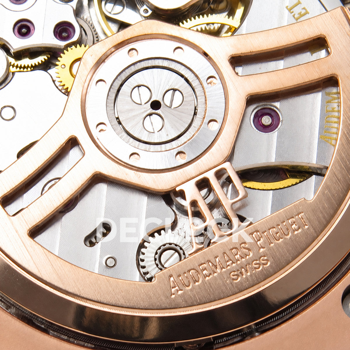 Audemars Piguet Royal Oak 15510OR.OO.1320OR.03 JF blue dial rose gold bracelet DD4302 — rotor detail