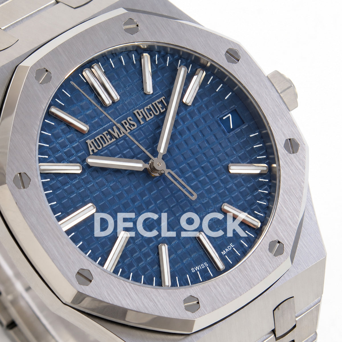 Audemars Piguet Royal Oak 15510ST.OO.1320ST.06 JF blue dial steel bracelet DD4302 — angled dial