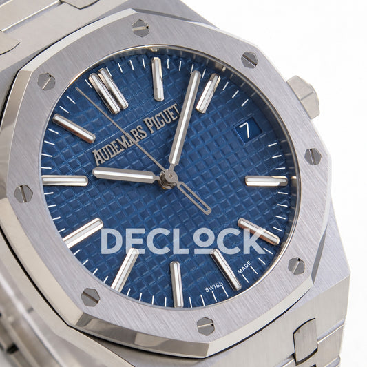 Audemars Piguet Royal Oak 15510ST.OO.1320ST.06 JF blue dial steel bracelet DD4302 — angled dial