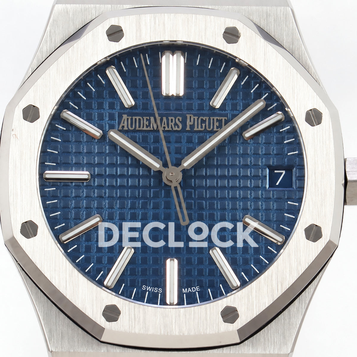 Audemars Piguet Royal Oak 15510ST.OO.1320ST.06 JF blue dial steel bracelet DD4302 — dial close up