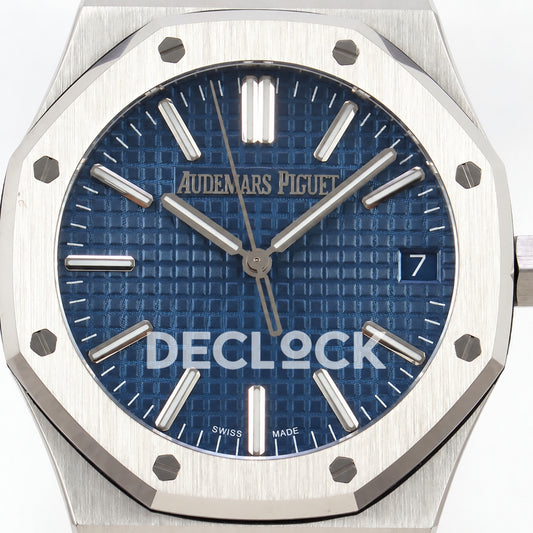 Audemars Piguet Royal Oak 15510ST.OO.1320ST.06 JF blue dial steel bracelet DD4302 — dial close up